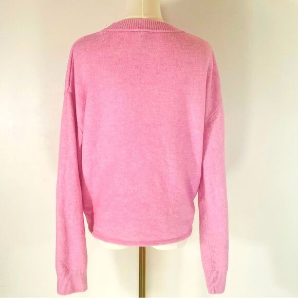 H&M Divided Pink Wool & Elastane Blend Pink “Love Around You” Sweater Size M - Picture 2 of 7